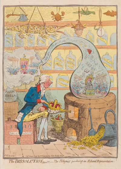 The Dissolution or The Alchemist producing an Aetherial Representation by James Gillray