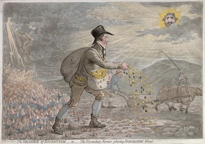 The Generae of Patriotism, or The Bloomsbury Farmer Planting Bedfordshire Wheat by James Gillray