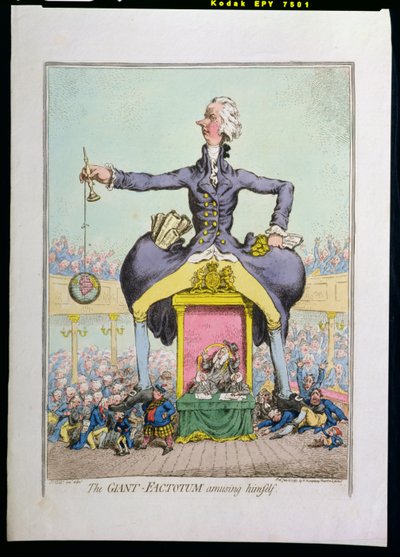 The Giant Factotum Amusing Himself, Published by Hannah Humphrey in 1797 by James Gillray