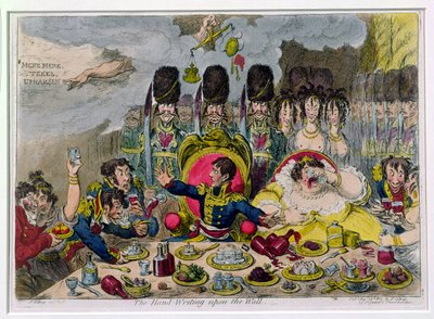 The Hand-Writing upon the Wall, published by Hannah Humphrey by James Gillray