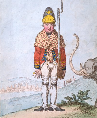 The Leadenhall Volunteer, Dressed in His Shawl, Published by Hannah Humphrey in 1797 by James Gillray
