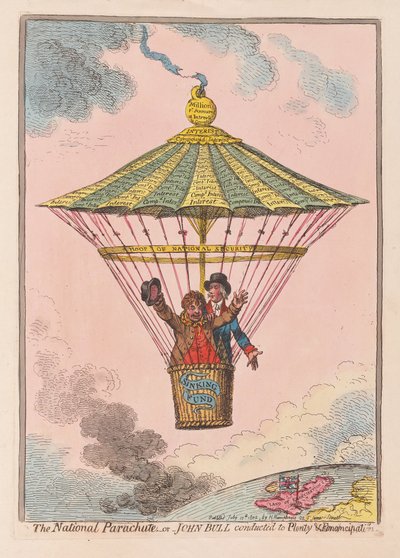 The National Parachute or John Bull conducted to Plenty and Emancipation by James Gillray
