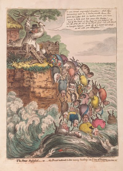 The Pigs Possessed: or the Broad bottomd Litter running headlong into the Sea of Perdition, pub. 1807 by James Gillray