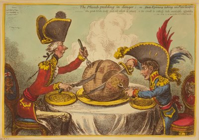 The Plum Pudding in Danger or State Epicures taking un Petit Souper by James Gillray
