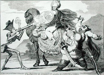 The Political Banditti Assailing the Saviour of India by James Gillray