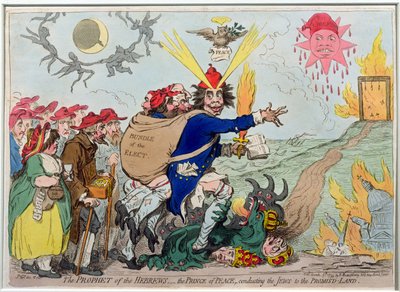 The Prophet of the Hebrews: the Prince of Peace conducting the Jews to the Promised Land by James Gillray
