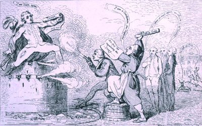 The Theatrical War, published by S.W. Fores in 1787 by James Gillray