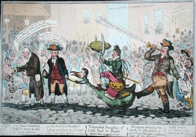 The Triumphal Procession of Little Paul the Taylor upon His New Goose, published in 1806 by James Gillray