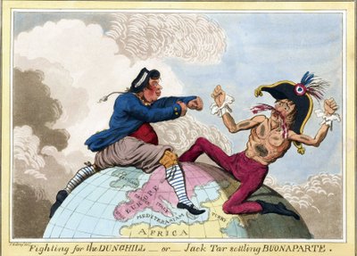 The Fight for the Dunghills or Jack Tar Against Napoleon Bonaparte by James Gillray