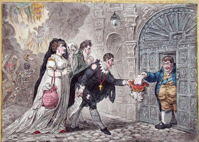 Theatrical Mendicants relieved, published by Hannah Humphrey in 1809 by James Gillray