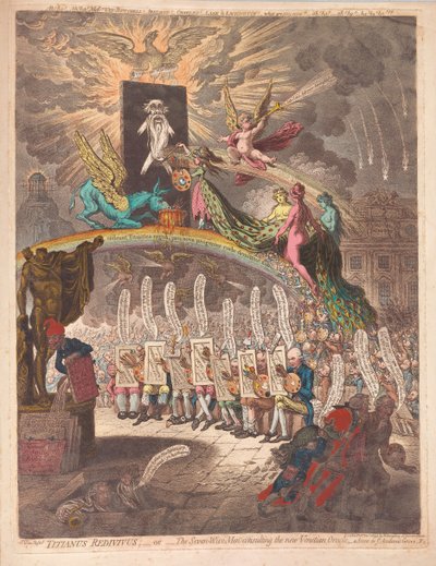 Titianus Redivivus or the Seven Wise Men Consulting the New Venetian Oracle, a Scene in Academic Grove No.1 by James Gillray