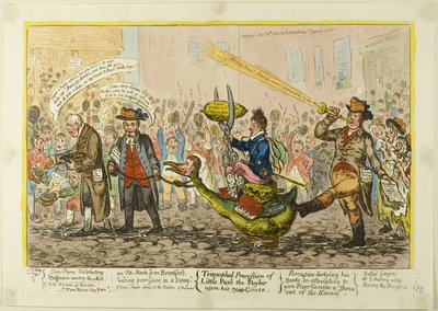 Triumphal Procession of Little Paul the Tailor Upon His New Goose by James Gillray
