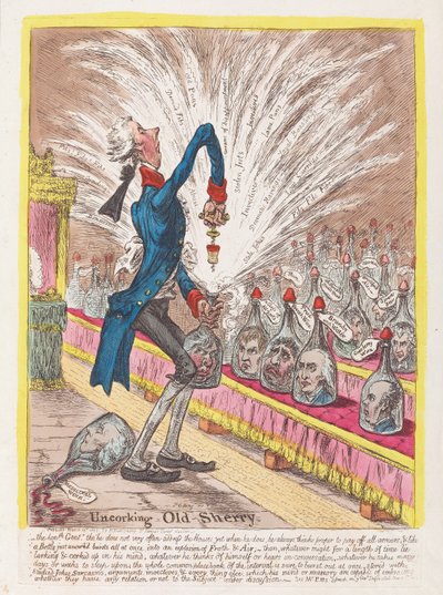 Uncorking Old Sherry, pub. 1805 by James Gillray