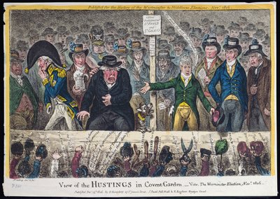 View of the Hustings in Covent Garden, published by Hannah Humphrey by James Gillray
