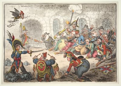 Westminster-Conscripts under the Training Act, 1806 by James Gillray