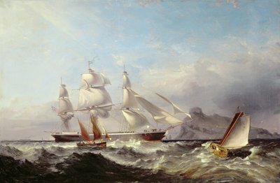 A Clipper Ship off the Mumbles Lighthouse, Swansea by James Harris of Swansea