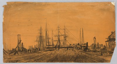 Shipyard and Pier by James Henry Moser