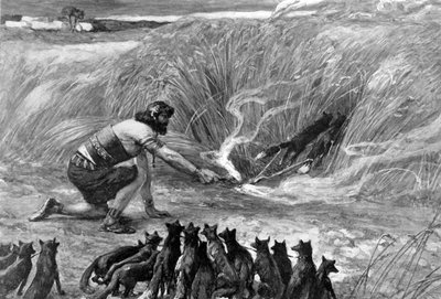 Samson and the foxes by J James Tissot - Bible by James Jacques Joseph (after) Tissot