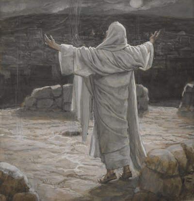 Christ Retreats to the Mountain at Night, illustration from The Life of Our Lord Jesus Christ by James Jacques Joseph Tissot