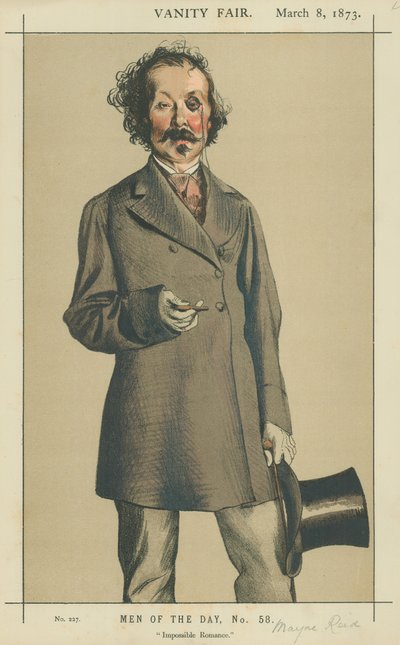 Mr Talbot Mayne Reid, Impossible romance, 8 March 1873, Vanity Fair cartoon by James Jacques Joseph Tissot