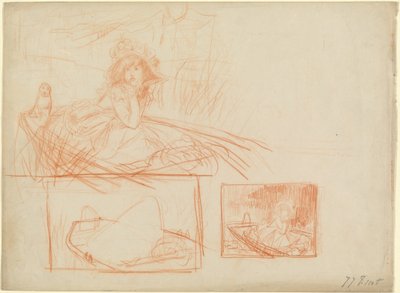 Pensive Girl Adrift in a Boat by James Jacques Joseph Tissot