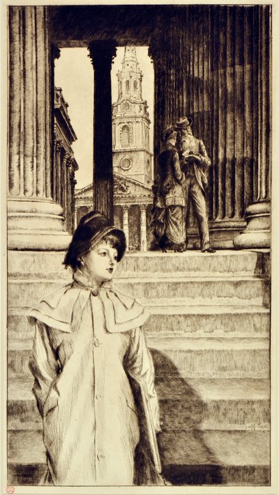 Portico of the National Gallery, London by James Jacques Joseph Tissot