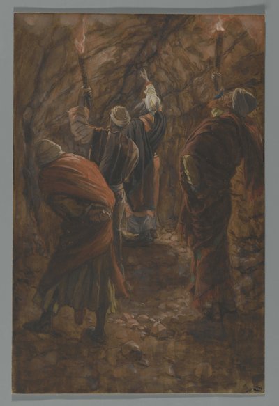 The Chasm in the Rock in the Cave Beneath Calvary, illustration from The Life of Our Lord Jesus Christ by James Jacques Joseph Tissot
