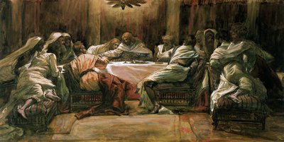 The Last Supper. Judas Dipping His Hand in the Dish, illustration for The Life of Christ by James Jacques Joseph Tissot