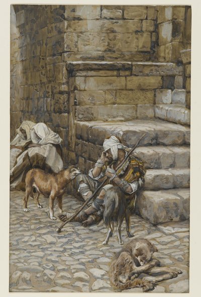 The Poor Lazarus at the Rich Mans Door, illustration from The Life of Our Lord Jesus Christ by James Jacques Joseph Tissot