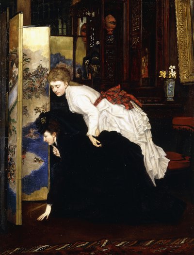 Young Women looking at Japanese Objects by James Jacques Joseph Tissot