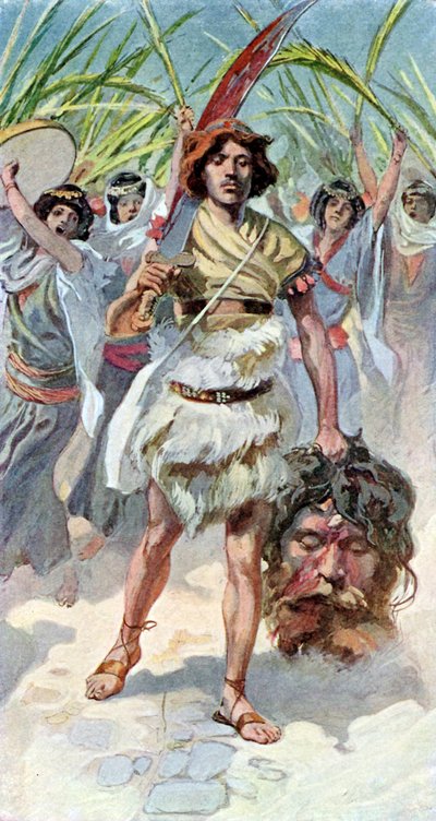 David takes head of Goliath to Jerusalem - Bible by James Jacques Joseph after Tissot