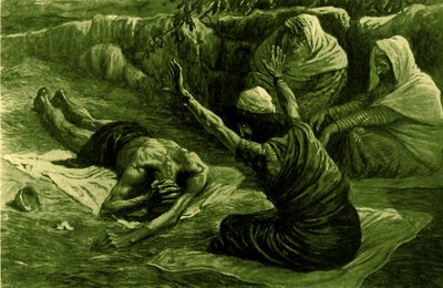 Job lying on the heap of refuse by James Jacques Joseph after Tissot