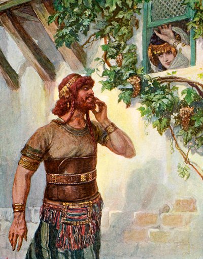 Samson Sees Delilah at Her Window by James Jacques Joseph after Tissot