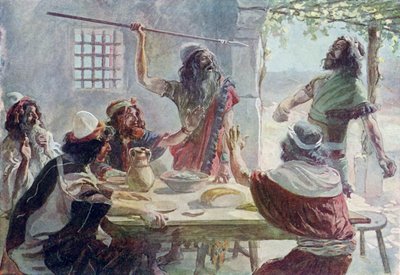Saul Casts a Javelin at Jonathan by James Jacques Joseph after Tissot