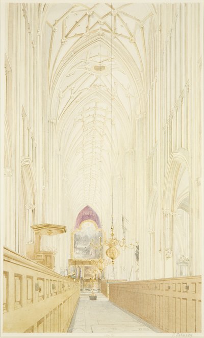Nave of St Mary Redcliffe, looking East with the Hogarth Altarpiece by James Johnson