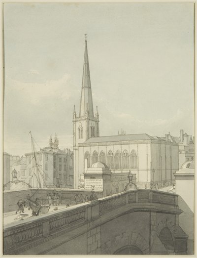 St Nicholas Church and part of Bristol Bridge by James Johnson