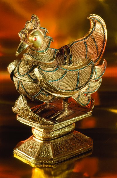 A Sacred Bejeweled Gold Goose that Once Held Betel Nuts, London, England by James L Stanfield