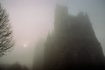 A view in the morning mist of Notre-Dame in Amiens by James L Stanfield