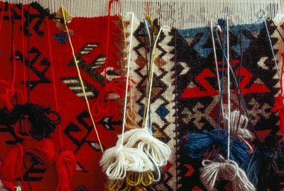 Detail of a Partially Complete Hand-Woven Carpet, Kotel, Bulgaria by James L Stanfield