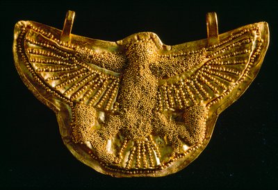Golden falcon pendant from the Museum of Underwater Archeology in Bodrum, Turkey by James L Stanfield