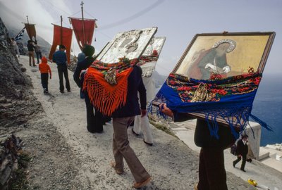 Icons are Processed from the Main Orthodox Church to the Cemetery, Olimbos, Karapti by James L Stanfield