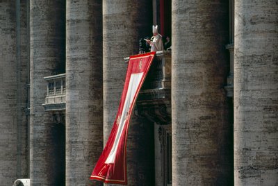 Pope John Paul II delivers his Easter message in 56 languages from the central loggia by James L Stanfield