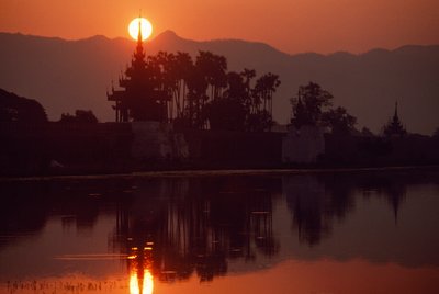 Sunset at Kywe Sun Wharf, Mandalay, Burma by James L Stanfield