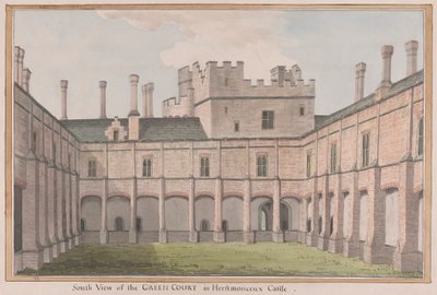 Herstmonceux Castle, East Sussex: South View of the Green Court by James Lambert  of Lewes