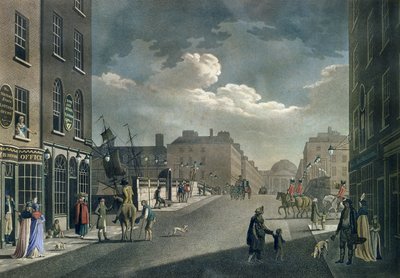 View from Capel Street, looking over Essex Bridge, Dublin, from "A set of twenty views of Dublin" by James Malton