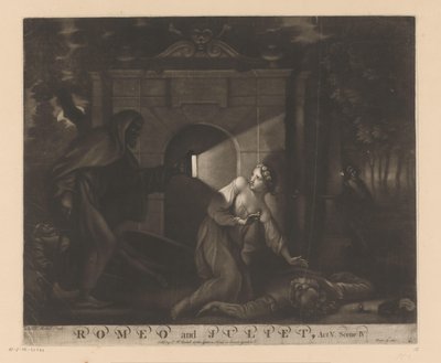 Julia Kneeling by the Body of Romeo and Looking at a Monk with a Lantern by James McArdell