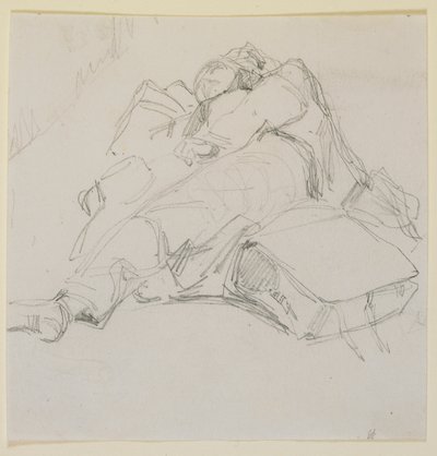 A Man Asleep on a Pile of Luggage by James Abbott McNeill Whistler