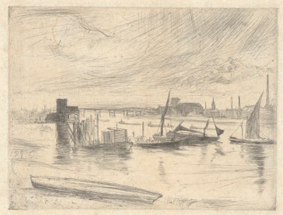 Battersea Dawn (Cadogan Pier), from the Thames Set (A Series of Sixteen Etchings of Scenes on the Thames and Other Subjects) by James Abbott McNeill Whistler