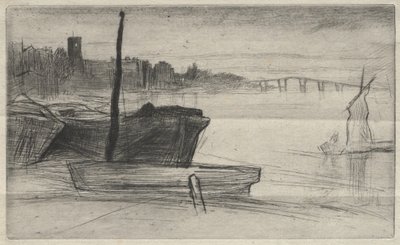 Chelsea Bridge and Church by James McNeill Whistler