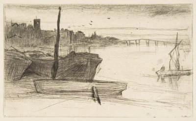 Chelsea Bridge and Church by James McNeill Whistler